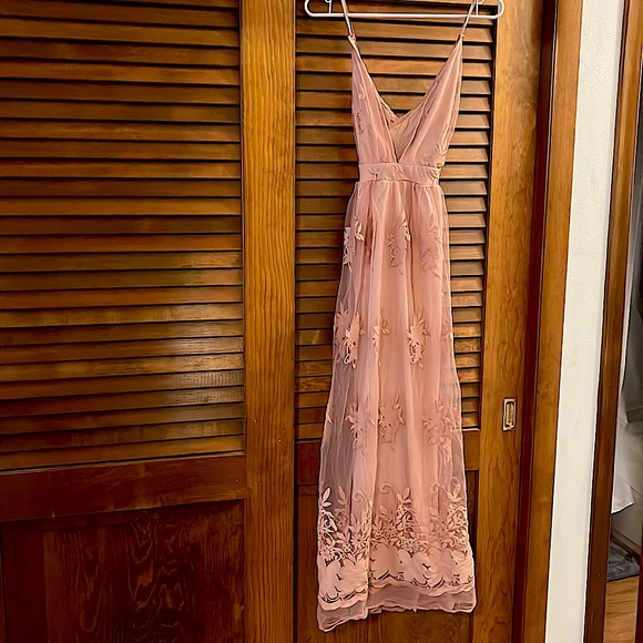 Ankle length pink flower dress - Picture 1 of 3